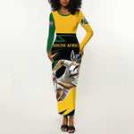 Springbok South Africa Cricket Custom Long Sleeve Bodycon Dress Unique Pattern LT9