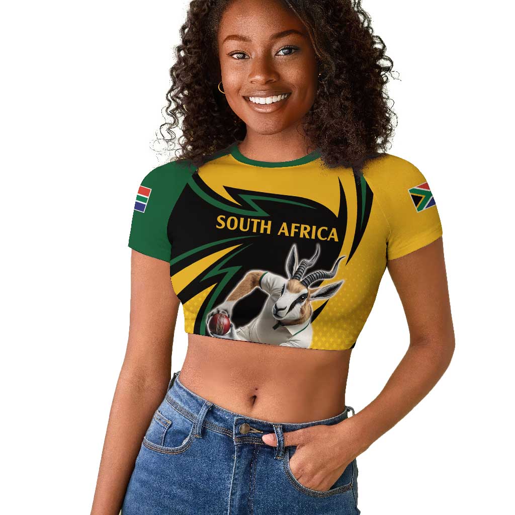 Springbok South Africa Cricket Custom Raglan Cropped T shirt Unique Pattern