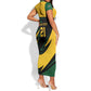 Springbok South Africa Cricket Custom Short Sleeve Bodycon Dress Unique Pattern LT9