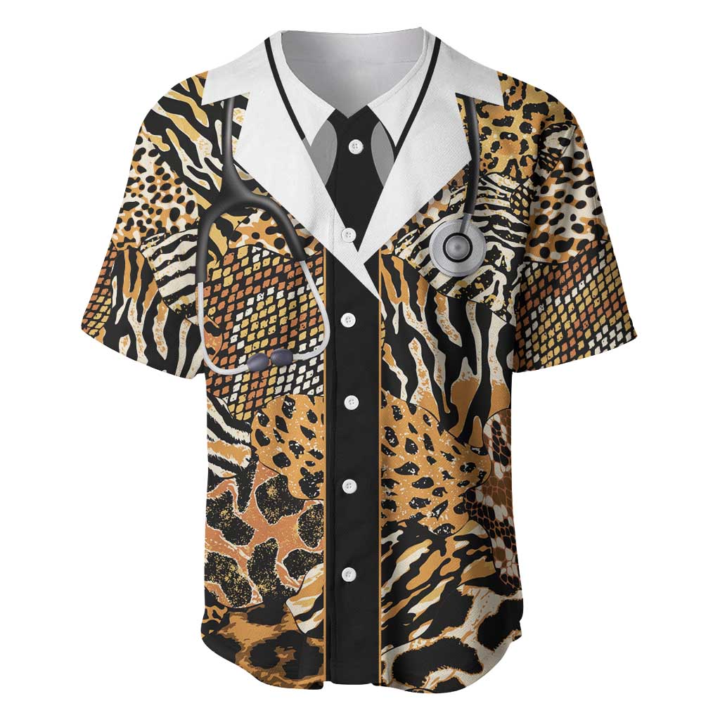 Proud Black Nurse RN Baseball Jersey African Stethoscope Animal Skins Pattern