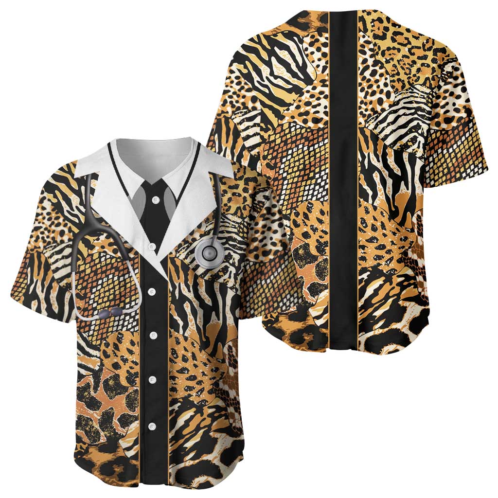 Proud Black Nurse RN Baseball Jersey African Stethoscope Animal Skins Pattern
