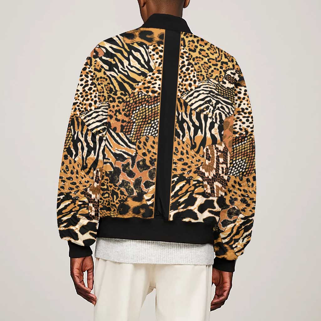 Proud Black Nurse RN Bomber Jacket African Stethoscope Animal Skins Pattern