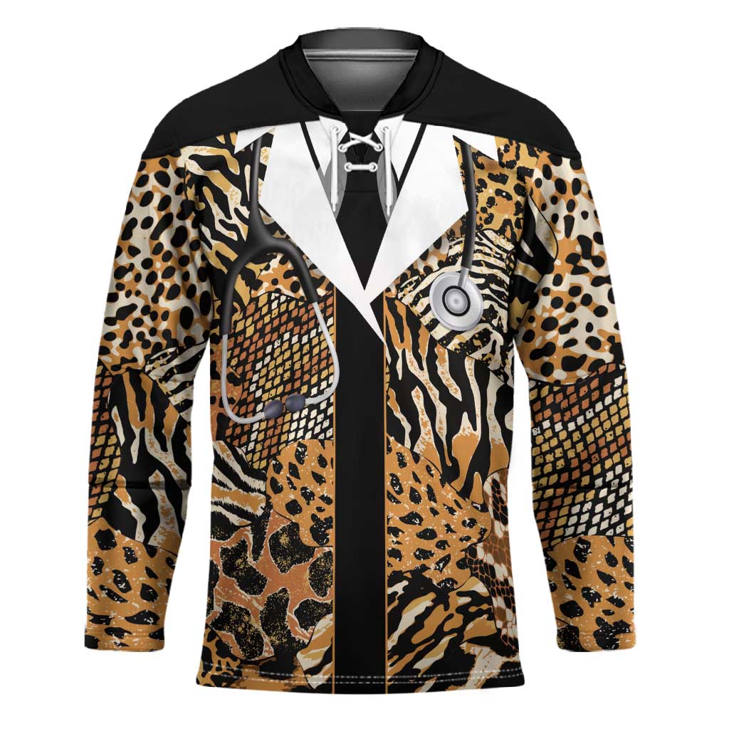 Proud Black Nurse RN Hockey Jersey African Stethoscope Animal Skins Pattern