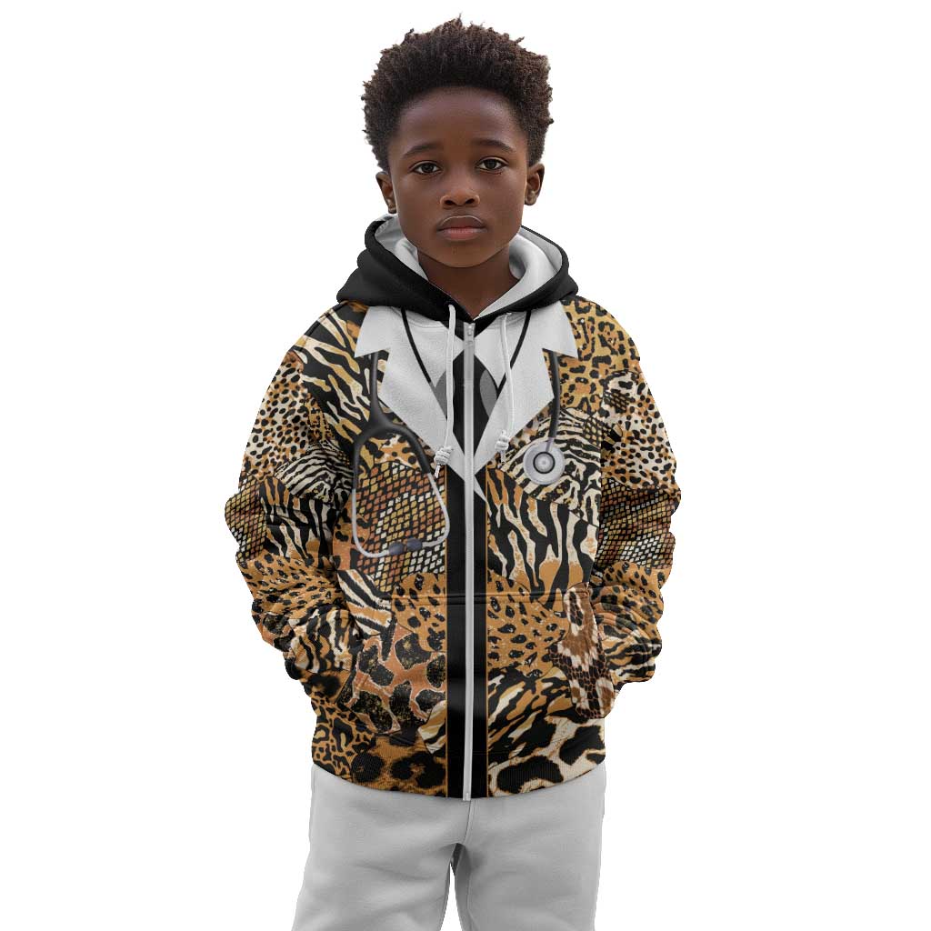 Proud Black Nurse RN Kid Hoodie African Stethoscope Animal Skins Pattern