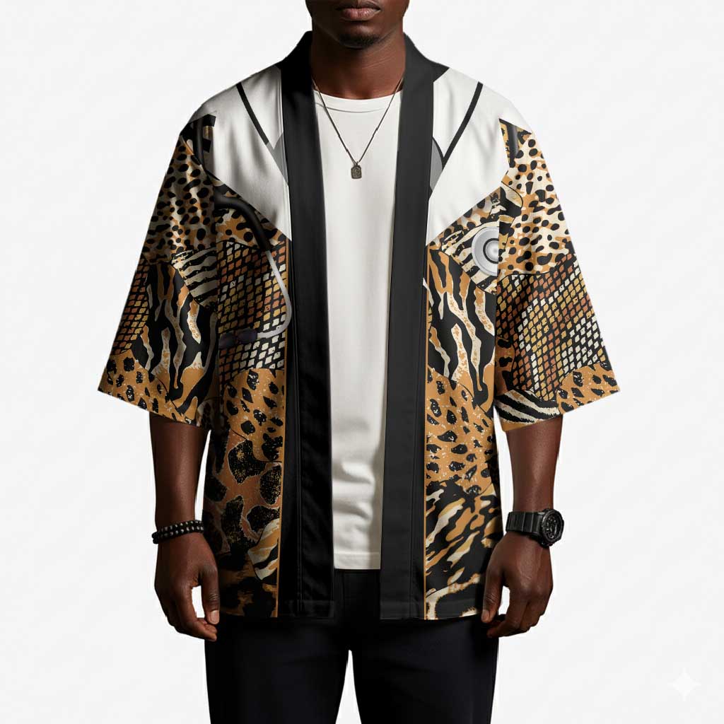 Proud Black Nurse RN Kimono African Stethoscope Animal Skins Pattern