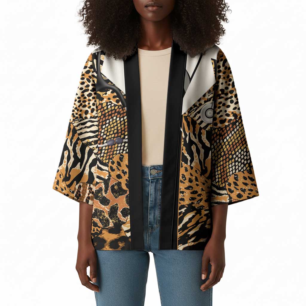 Proud Black Nurse RN Kimono African Stethoscope Animal Skins Pattern