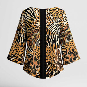 Proud Black Nurse RN Kimono Sleeve Blouse African Stethoscope Animal Skins Pattern