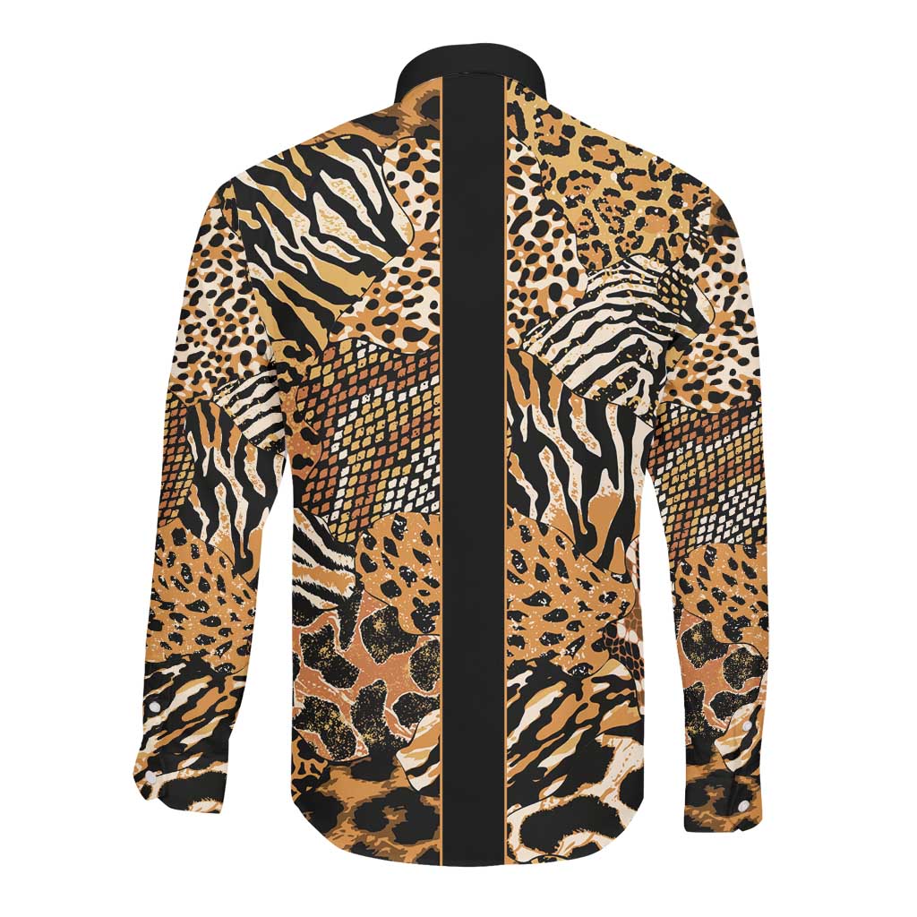 Proud Black Nurse RN Long Sleeve Button Shirt African Stethoscope Animal Skins Pattern