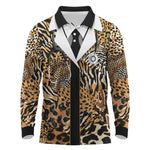 Proud Black Nurse RN Long Sleeve Polo Shirt African Stethoscope Animal Skins Pattern