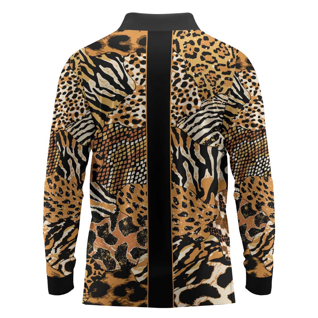 Proud Black Nurse RN Long Sleeve Polo Shirt African Stethoscope Animal Skins Pattern