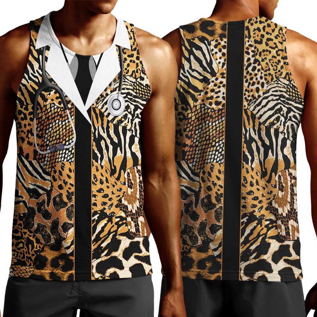 Proud Black Nurse RN Men Tank Top African Stethoscope Animal Skins Pattern