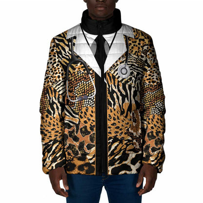 Proud Black Nurse RN Padded Jacket African Stethoscope Animal Skins Pattern