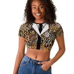 Proud Black Nurse RN Raglan Cropped T shirt African Stethoscope Animal Skins Pattern