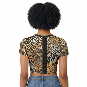 Proud Black Nurse RN Raglan Cropped T shirt African Stethoscope Animal Skins Pattern