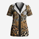 Proud Black Nurse RN Scrub Top African Stethoscope Animal Skins Pattern