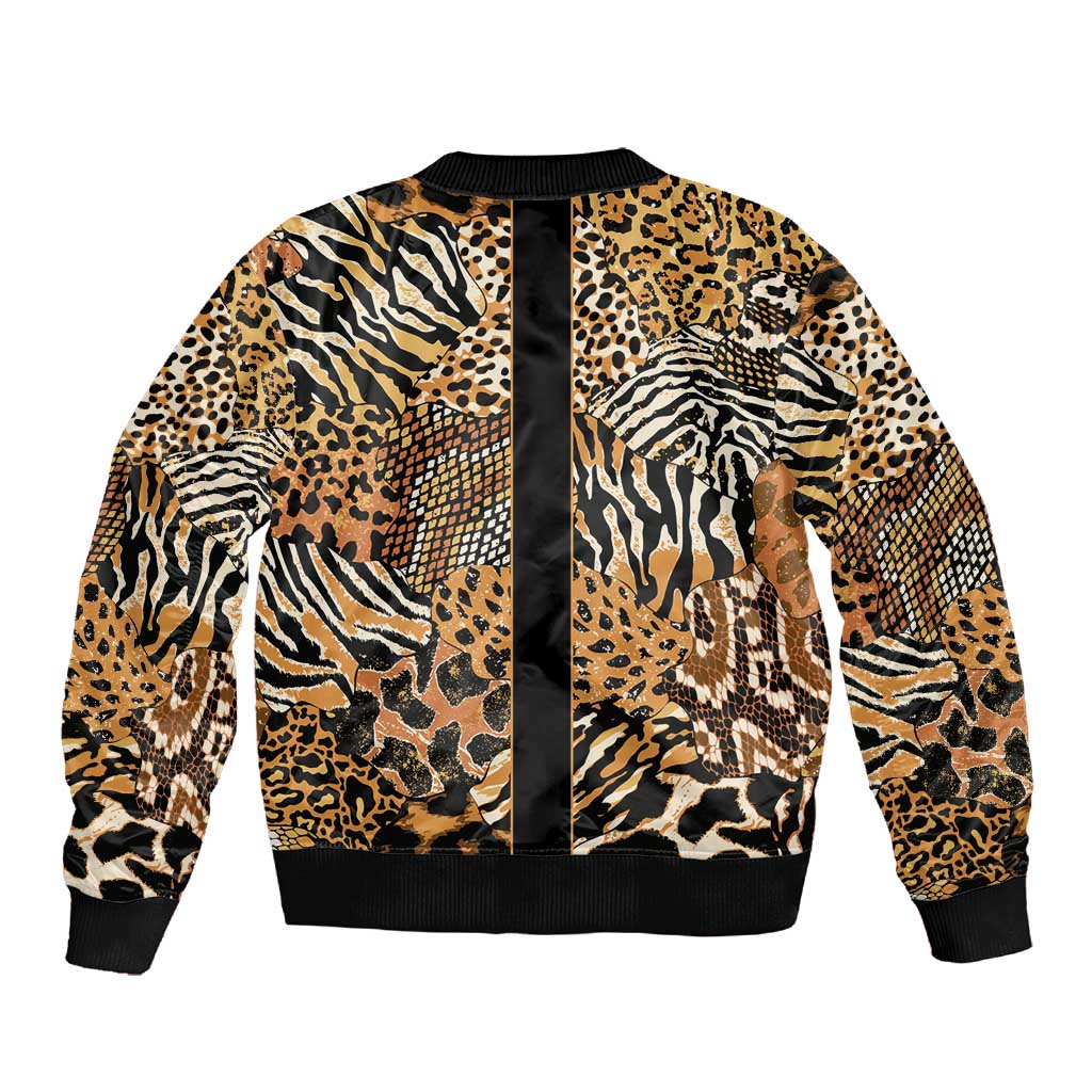 Proud Black Nurse RN Sleeve Zip Bomber Jacket African Stethoscope Animal Skins Pattern