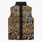 Proud Black Nurse RN Sleeveless Puffer Jacket African Stethoscope Animal Skins Pattern