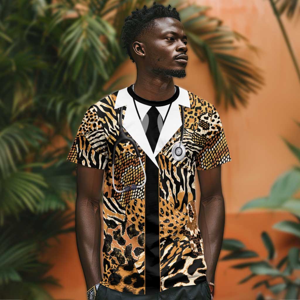 Proud Black Nurse RN T shirt African Stethoscope Animal Skins Pattern