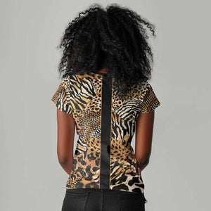 Proud Black Nurse RN Women V-Neck T-Shirt African Stethoscope Animal Skins Pattern