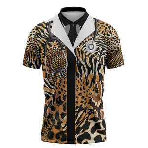 Proud Black Nurse RN Zipper Polo Shirt African Stethoscope Animal Skins Pattern