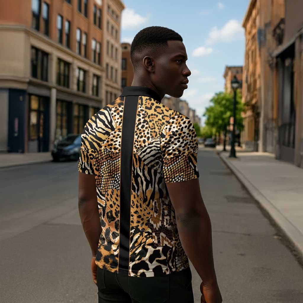 Proud Black Nurse RN Zipper Polo Shirt African Stethoscope Animal Skins Pattern