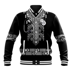 Proud Black Nurse RN Baseball Jacket Black African Pattern Stethoscope Dashiki Motif