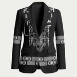 Proud Black Nurse RN Blazer Black African Pattern Stethoscope Dashiki Motif