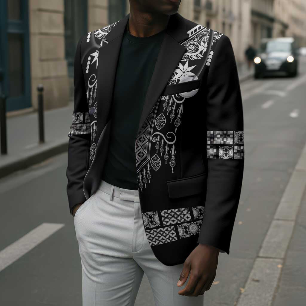 Proud Black Nurse RN Blazer Black African Pattern Stethoscope Dashiki Motif