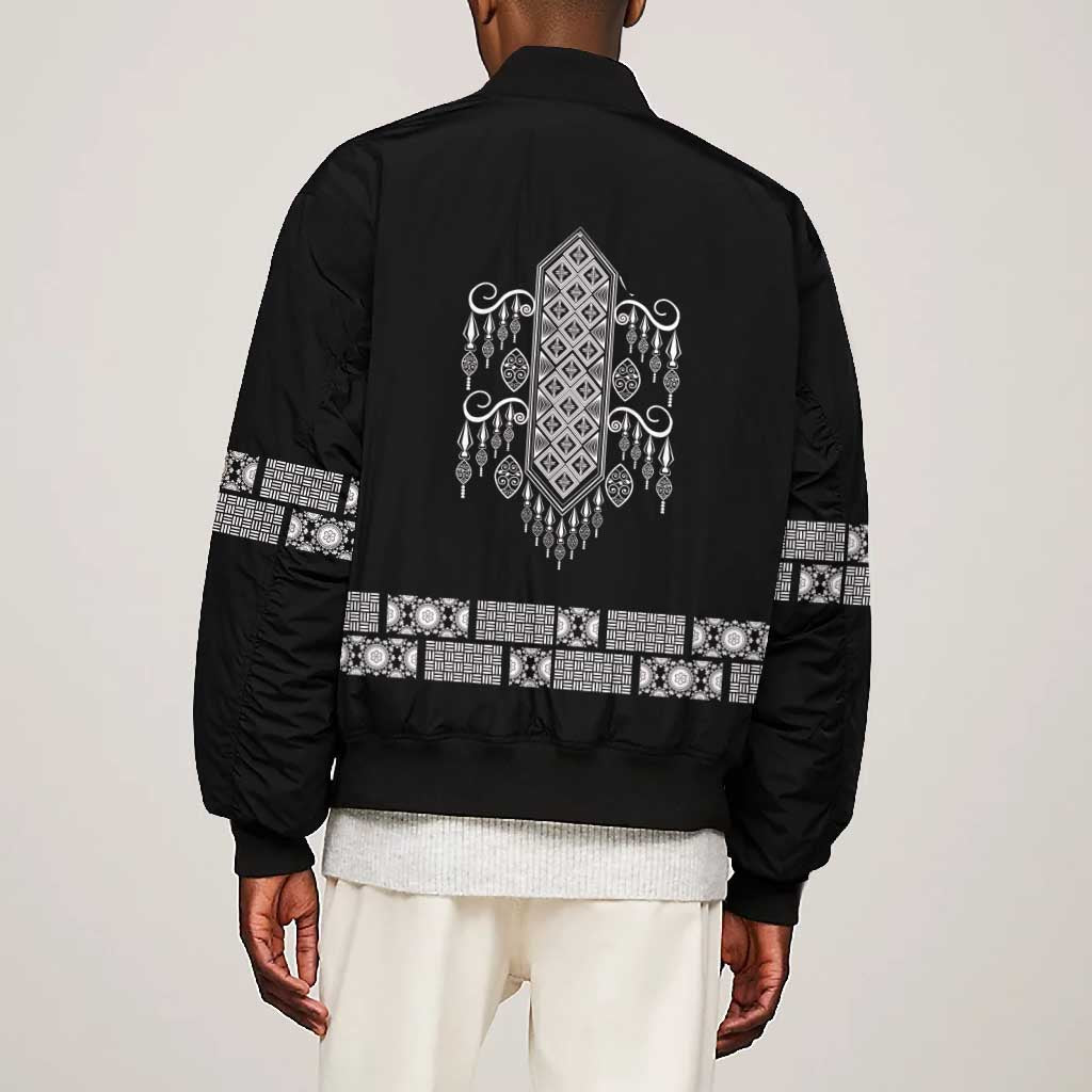 Proud Black Nurse RN Bomber Jacket Black African Pattern Stethoscope Dashiki Motif