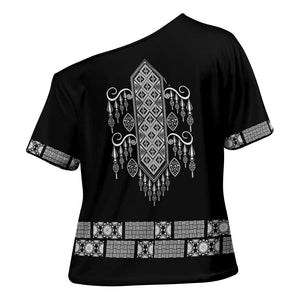 Proud Black Nurse RN Cross Shoulder Shirt Black African Pattern Stethoscope Dashiki Motif
