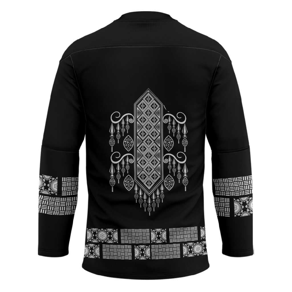 Proud Black Nurse RN Hockey Jersey Black African Pattern Stethoscope Dashiki Motif