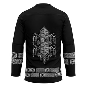 Proud Black Nurse RN Hockey Jersey Black African Pattern Stethoscope Dashiki Motif