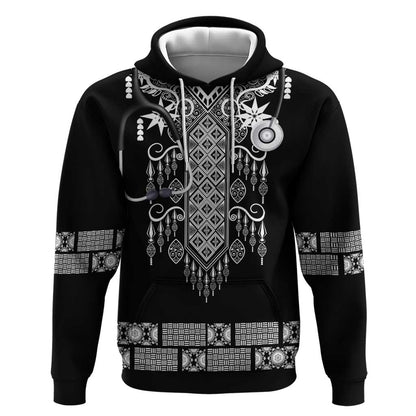 Proud Black Nurse RN Hoodie Black African Pattern Stethoscope Dashiki Motif