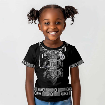 Proud Black Nurse RN Kid T shirt Black African Pattern Stethoscope Dashiki Motif