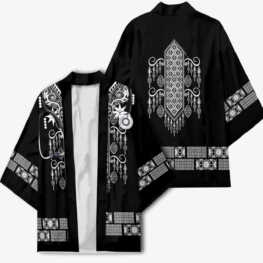 Proud Black Nurse RN Kimono Black African Pattern Stethoscope Dashiki Motif