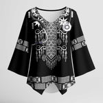 Proud Black Nurse RN Kimono Sleeve Blouse Black African Pattern Stethoscope Dashiki Motif
