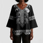 Proud Black Nurse RN Kimono Sleeve Blouse Black African Pattern Stethoscope Dashiki Motif