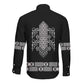 Proud Black Nurse RN Long Sleeve Button Shirt Black African Pattern Stethoscope Dashiki Motif
