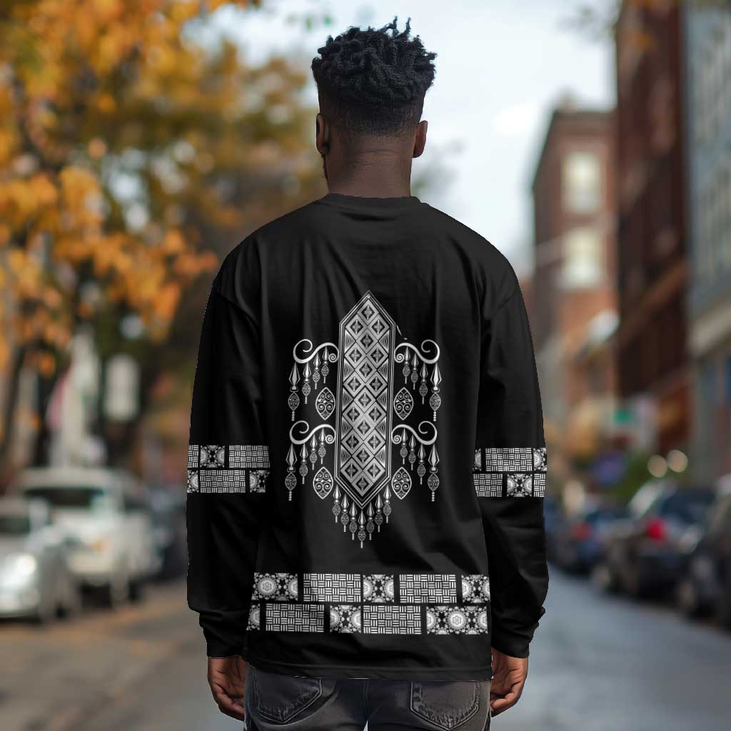 Proud Black Nurse RN Long Sleeve Shirt Black African Pattern Stethoscope Dashiki Motif