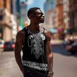 Proud Black Nurse RN Men Tank Top Black African Pattern Stethoscope Dashiki Motif