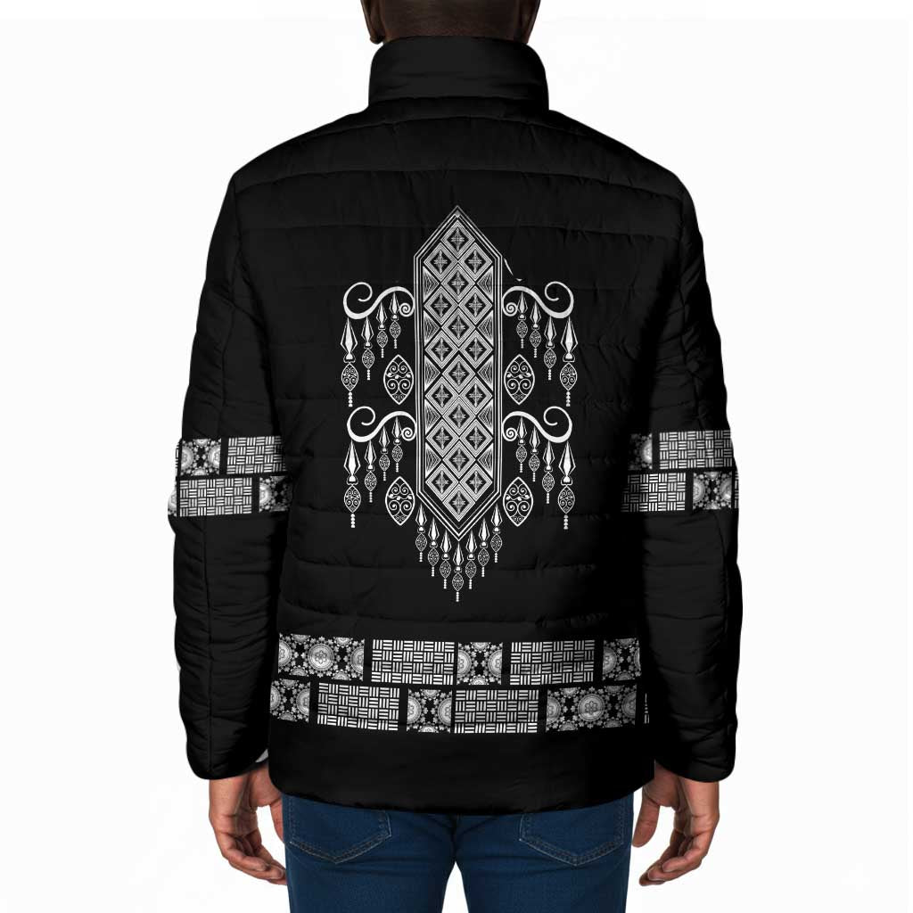Proud Black Nurse RN Padded Jacket Black African Pattern Stethoscope Dashiki Motif