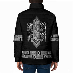 Proud Black Nurse RN Padded Jacket Black African Pattern Stethoscope Dashiki Motif