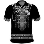 Proud Black Nurse RN Polo Shirt Black African Pattern Stethoscope Dashiki Motif