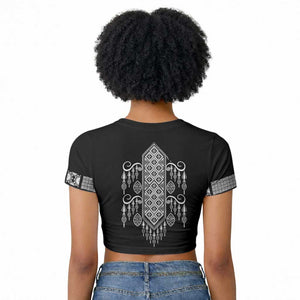 Proud Black Nurse RN Raglan Cropped T shirt Black African Pattern Stethoscope Dashiki Motif