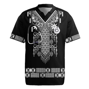 Proud Black Nurse RN Rugby Jersey Black African Pattern Stethoscope Dashiki Motif