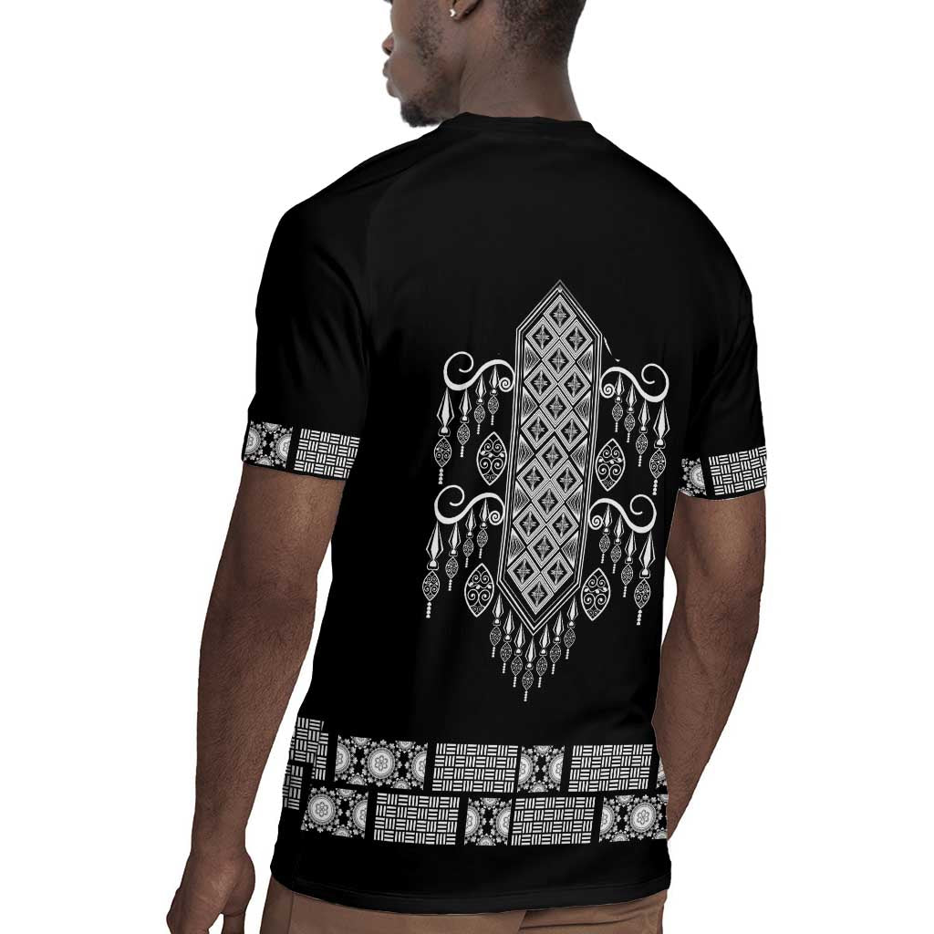 Proud Black Nurse RN Rugby Jersey Black African Pattern Stethoscope Dashiki Motif