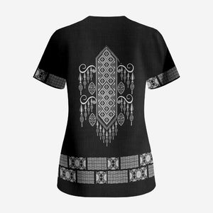 Proud Black Nurse RN Scrub Top Black African Pattern Stethoscope Dashiki Motif