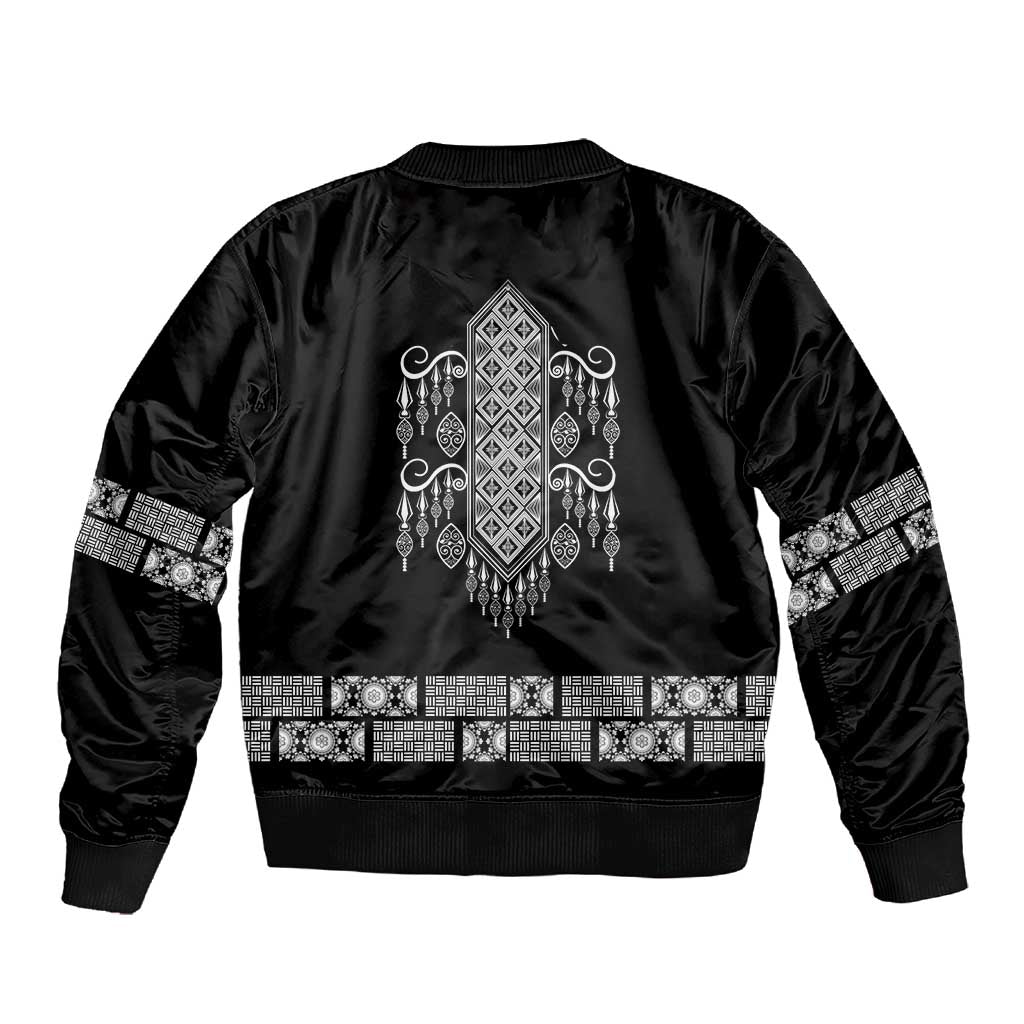Proud Black Nurse RN Sleeve Zip Bomber Jacket Black African Pattern Stethoscope Dashiki Motif