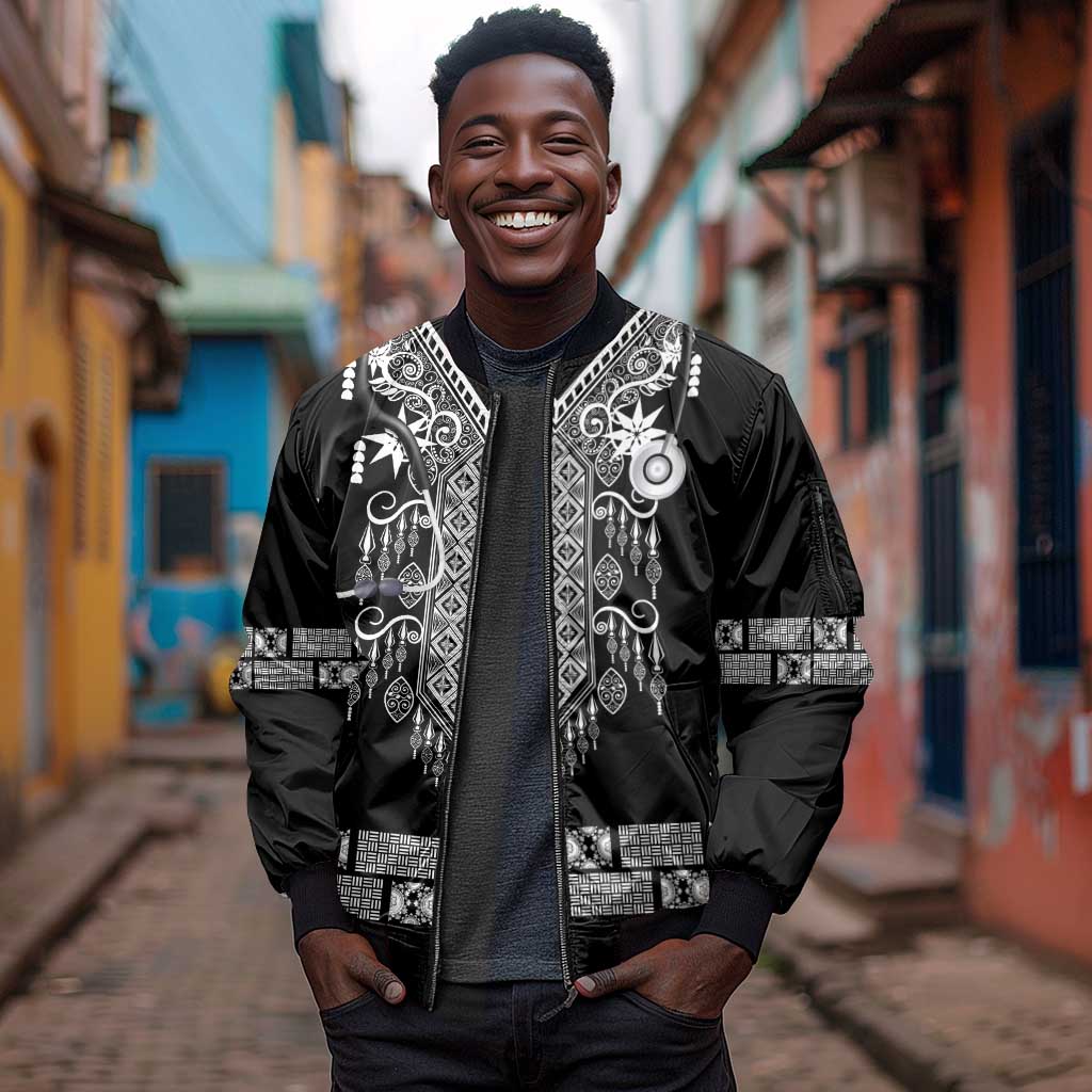Proud Black Nurse RN Sleeve Zip Bomber Jacket Black African Pattern Stethoscope Dashiki Motif