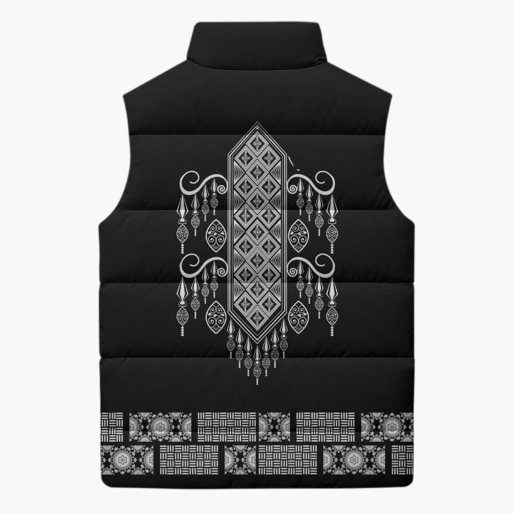 Proud Black Nurse RN Sleeveless Puffer Jacket Black African Pattern Stethoscope Dashiki Motif